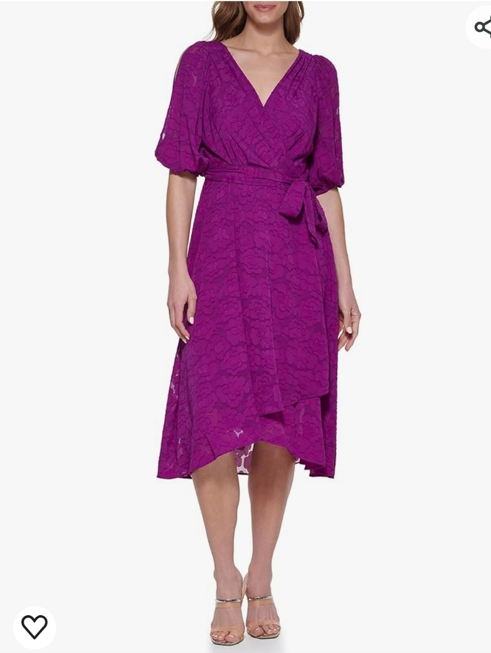 DKNY Asymmetrical Hem Faux Wrap Women Dress with Tie